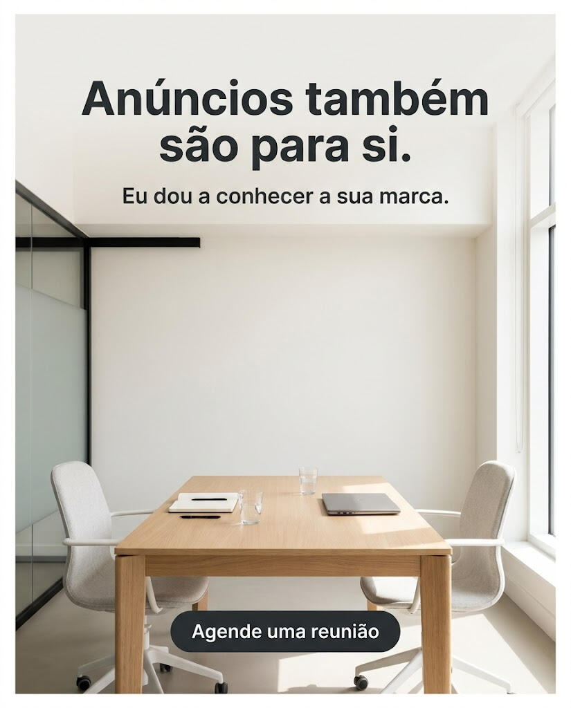Exemplo de anúncio patrocinado da Ekente: Anúncios também são para si. Eu dou a conhecer a sua marca. Agende uma reunião.